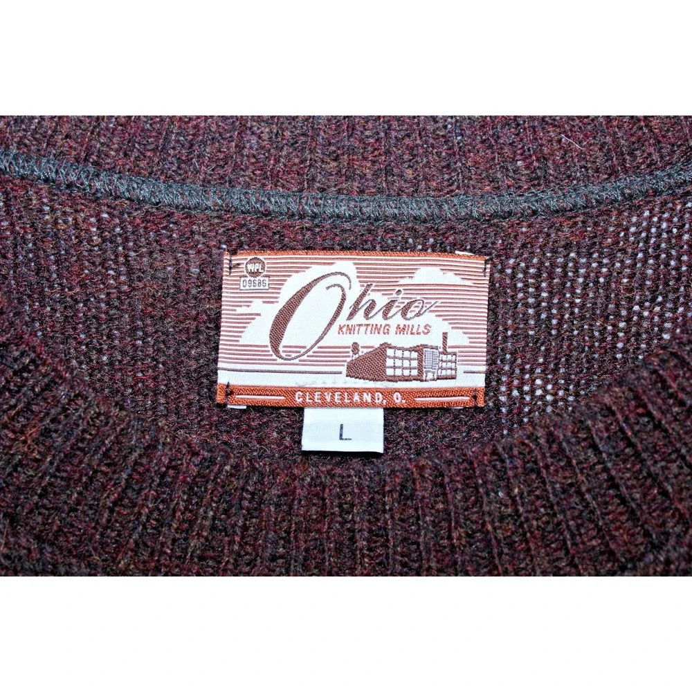Ohio Knitting Mills Men's Large Brown Crew Neck Wool Sweater - Picture 5 of 9